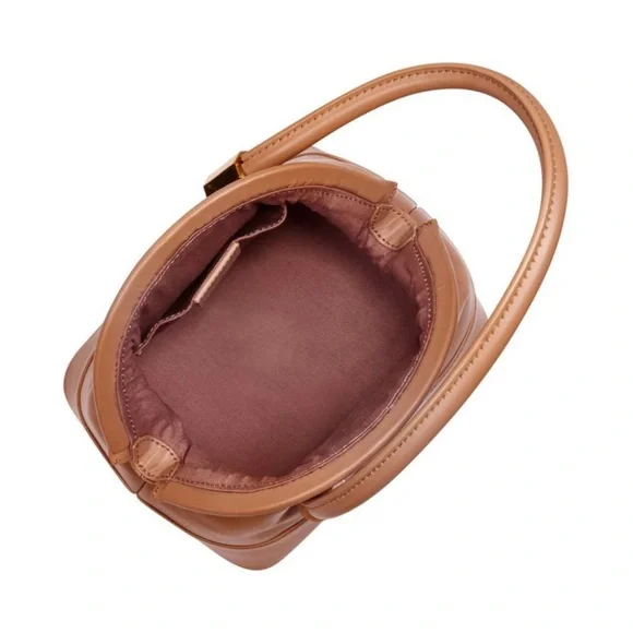 Like NEW Louise et Cie Isel Leather Toasted Almond Frame Novelty Curve Handle - Picture 6 of 13